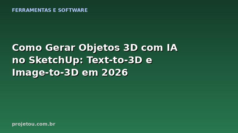 Como Gerar Objetos 3D com IA no SketchUp: Text-to-3D e Image-to-3D em 2026