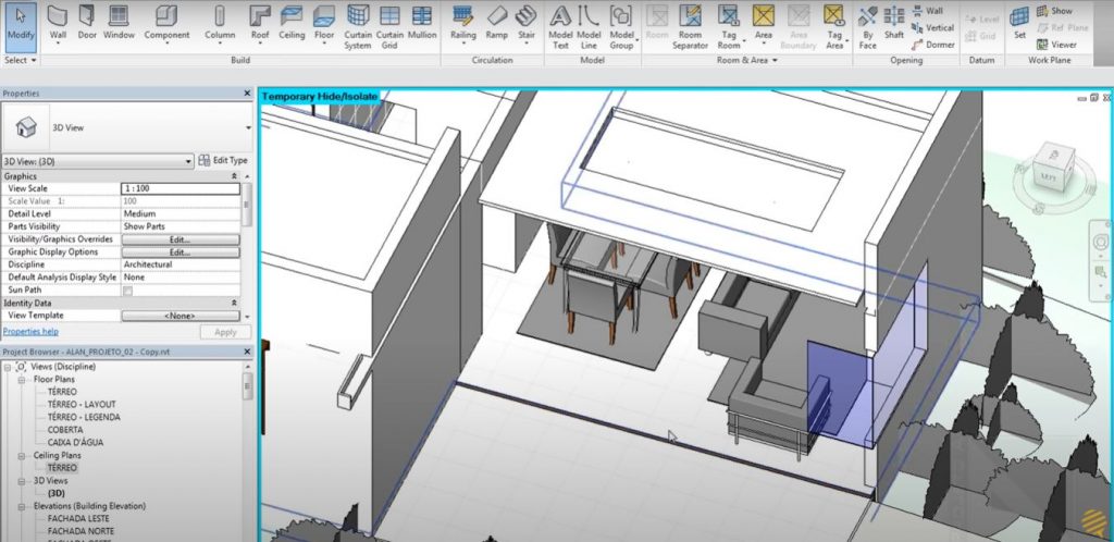 Forro sendo modelado no REVIT