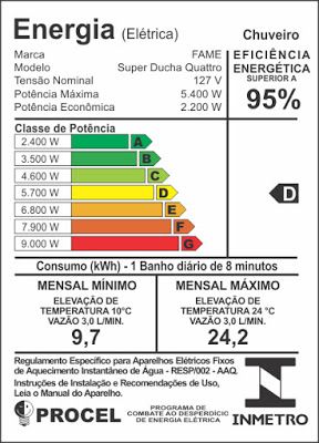 Consumo de energia de um chuveiro – Aparelho de Uso Específico
