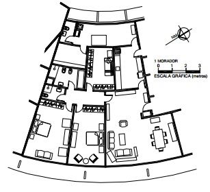 Planta baixa da disposição dos apartamentos do Edifício Copan