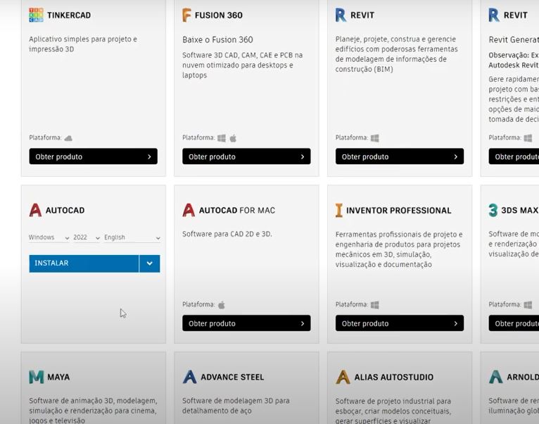 Inicialização do AutoCad 2022
