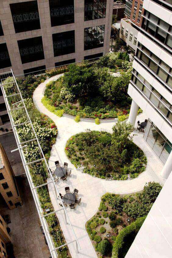 Exemplo de terraço jardim em um edifício