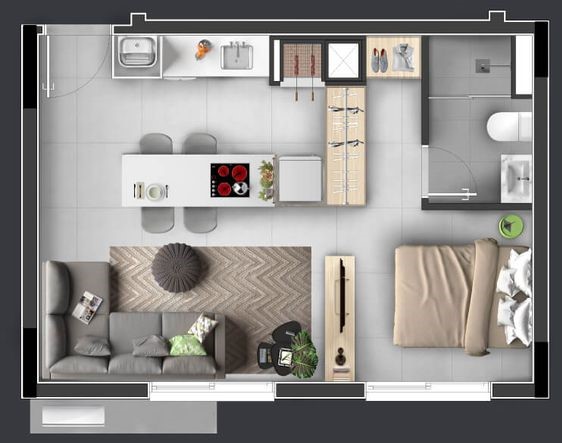 Loft com pé direito duplo