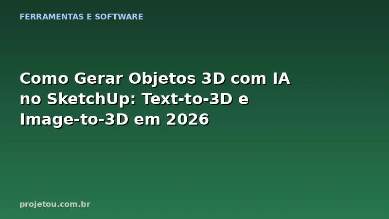Como Gerar Objetos 3D com IA no SketchUp: Text-to-3D e Image-to-3D em 2026