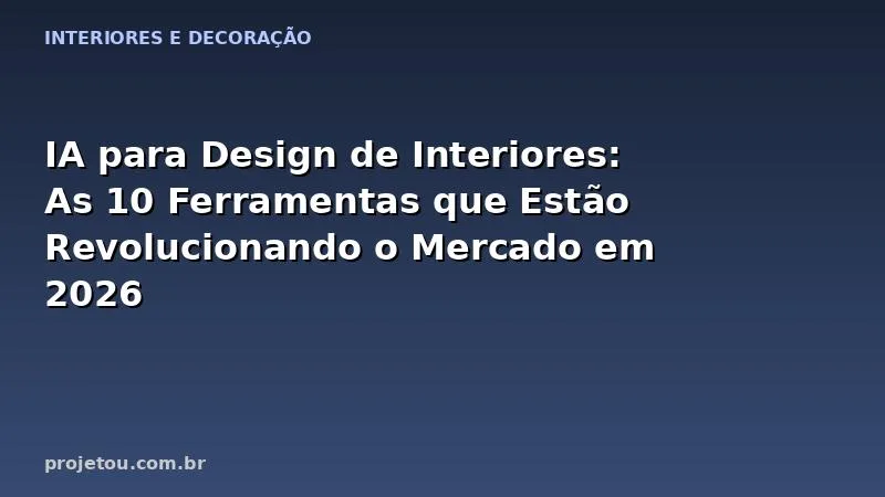 IA para Design de Interiores: As 10 Ferramentas que Estão Revolucionando o Mercado em 2026